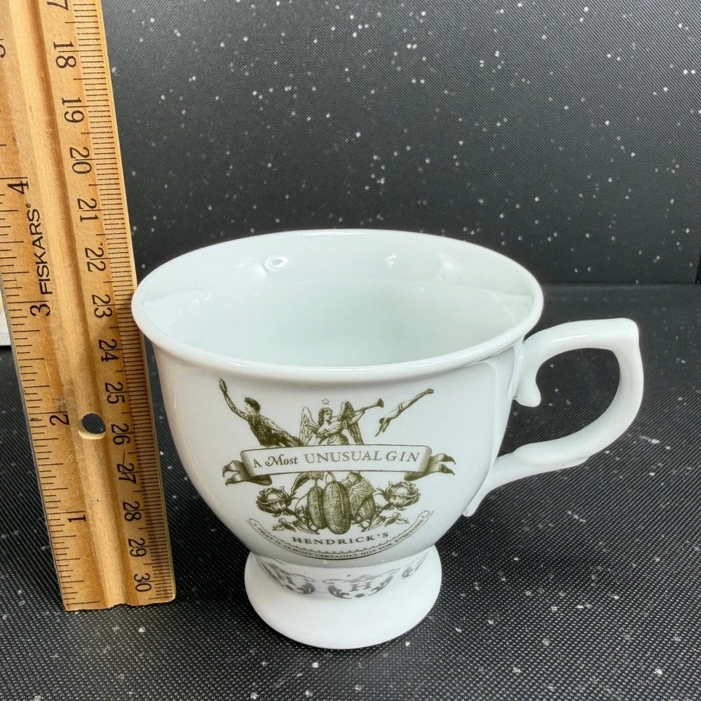 Hendricks Gin Tea Cup and Saucer Set A Most Unusual Gin White Green Victorian